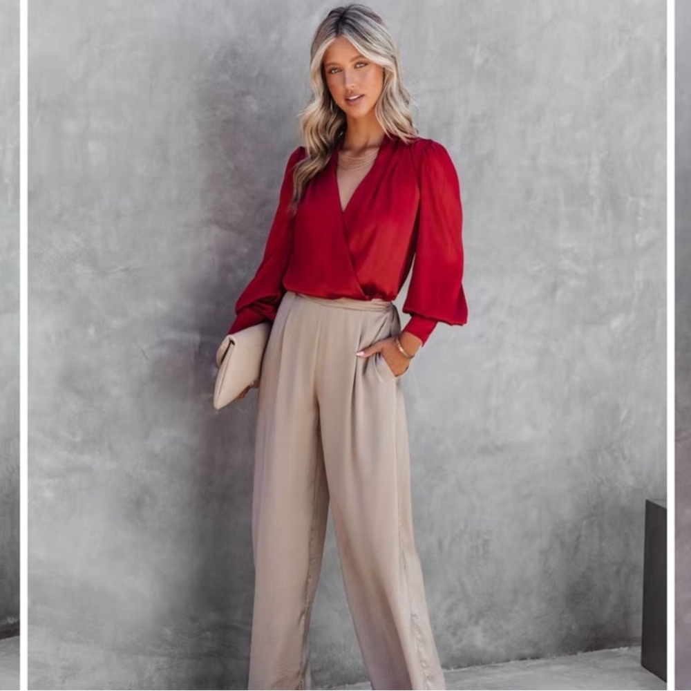 Vici Becky Drape Bodysuit Red Large NWT